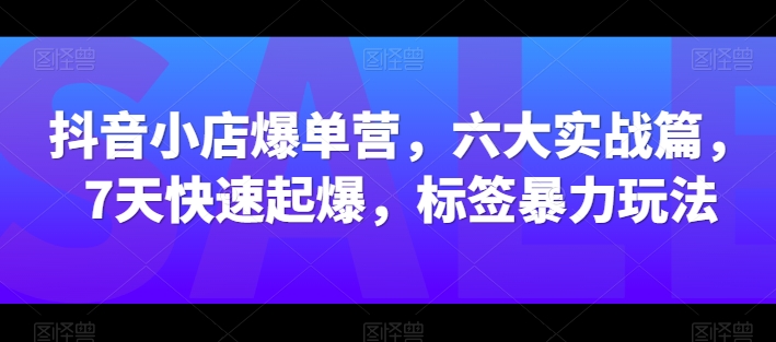 抖音小店爆单营，六大实战篇，7天快速起爆，标签暴力玩法-小柒笔记