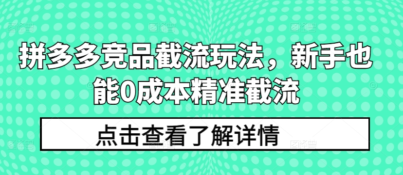 拼多多竞品截流玩法，新手也能0成本精准截流-小柒笔记