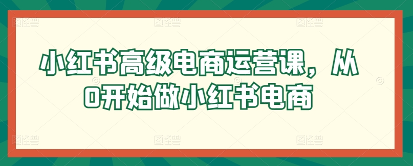 小红书高级电商运营课，从0开始做小红书电商-小柒笔记