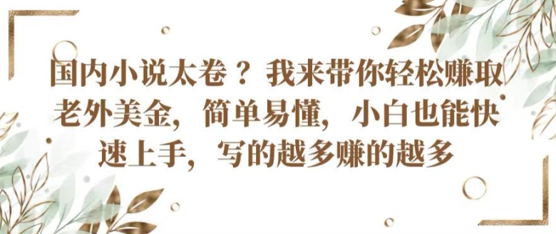 国内小说太卷 ?带你轻松赚取老外美金，简单易懂，小白也能快速上手，写的越多赚的越多【揭秘】-小柒笔记