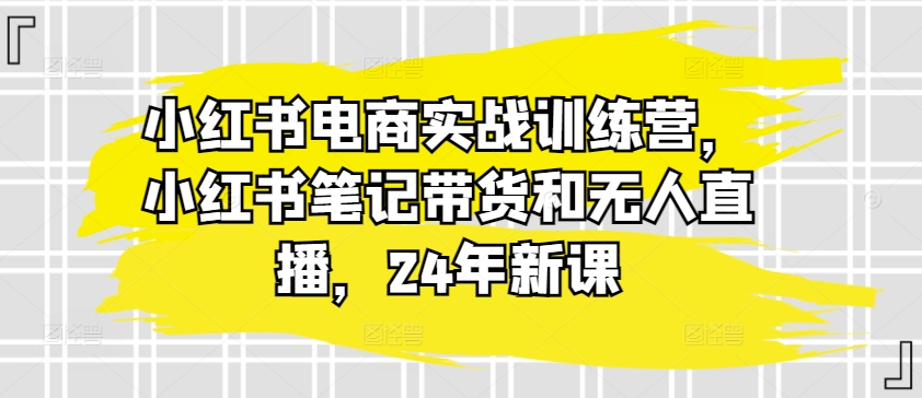 小红书电商实战训练营，小红书笔记带货和无人直播，24年新课-小柒笔记