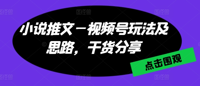 小说推文—视频号玩法及思路，干货分享-小柒笔记