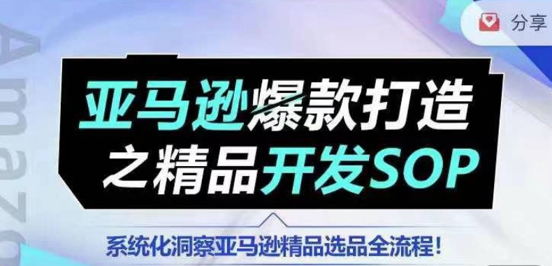 【训练营】亚马逊爆款打造之精品开发SOP，系统化洞察亚马逊精品选品全流程-小柒笔记