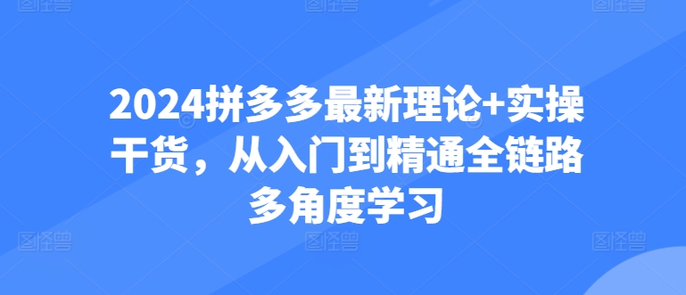 2024拼多多最新理论+实操干货，从入门到精通全链路多角度学习-小柒笔记