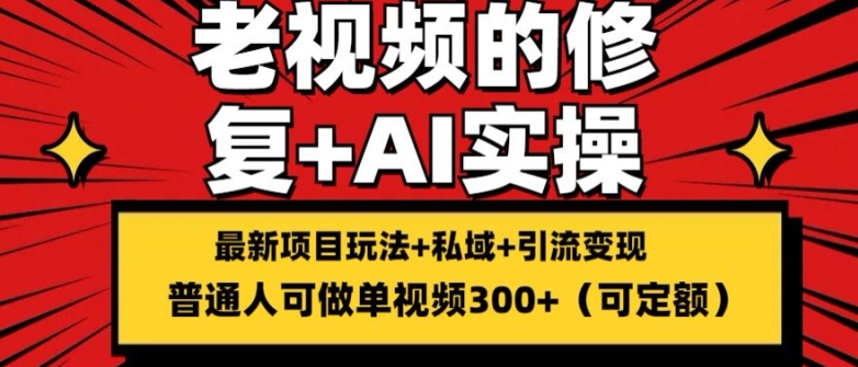 修复老视频的玩法，搬砖+引流的变现(可持久)，单条收益300+【揭秘】-小柒笔记