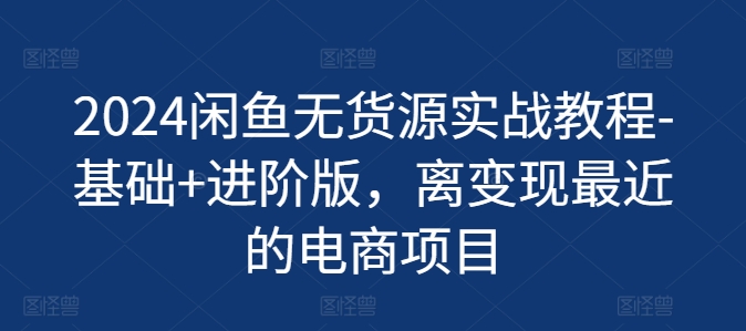 2024闲鱼无货源实战教程-基础+进阶版，离变现最近的电商项目-小柒笔记