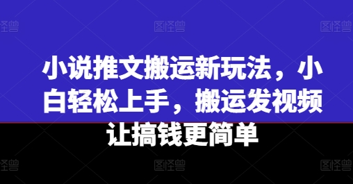 小说推文搬运新玩法，小白轻松上手，搬运发视频让搞钱更简单-小柒笔记