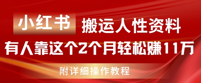 小红书搬运人性资料，有人靠这个2个月轻松赚11w，附教程【揭秘】-小柒笔记