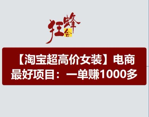 淘宝超高价女装项目，电商最好赛道，一单赚1000多-小柒笔记