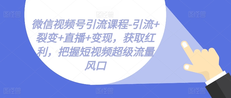 微信视频号引流课程-引流+裂变+直播+变现，获取红利，把握短视频超级流量风口-小柒笔记