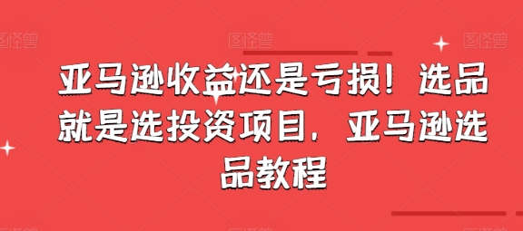 亚马逊收益还是亏损！选品就是选投资项目，亚马逊选品教程-小柒笔记