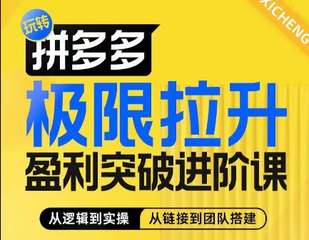 拼多多极限拉升盈利突破进阶课，​从算法到玩法，从玩法到团队搭建，体系化系统性帮助商家实现利润提升-小柒笔记