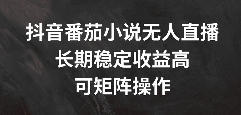 抖音番茄小说无人直播，长期稳定收益高，可矩阵操作【揭秘】-小柒笔记