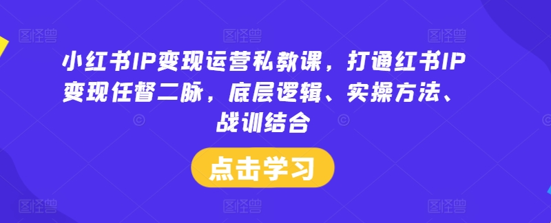 小红书IP变现运营私教课，打通红书IP变现任督二脉，底层逻辑、实操方法、战训结合-小柒笔记