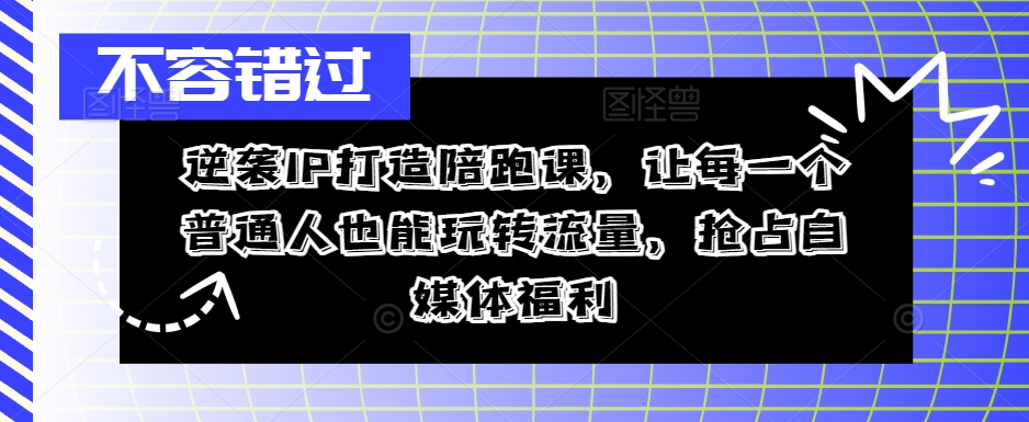 逆袭IP打造陪跑课，让每一个普通人也能玩转流量，抢占自媒体福利-小柒笔记