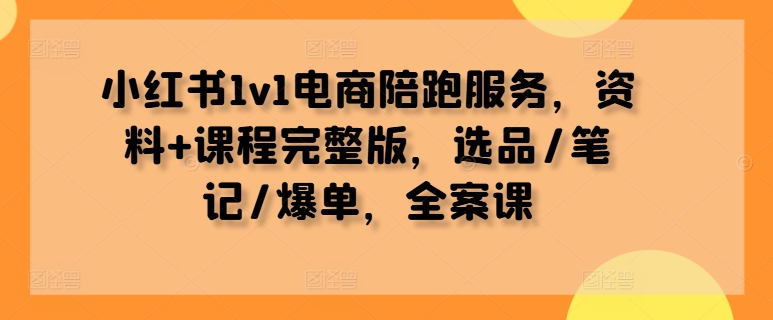 小红书1v1电商陪跑服务，资料+课程完整版，选品/笔记/爆单，全案课-小柒笔记