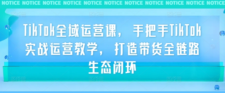 TikTok全域运营课，手把手TikTok实战运营教学，打造带货全链路生态闭环-小柒笔记