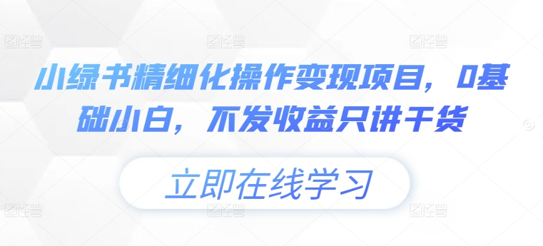 小绿书精细化操作变现项目，0基础小白，不发收益只讲干货-小柒笔记