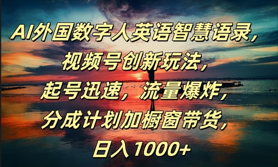 AI外国数字人英语智慧语录，视频号创新玩法，起号迅速，流量爆炸，日入1k+【揭秘】-小柒笔记