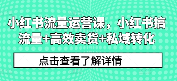 小红书流量运营课，小红书搞流量+高效卖货+私域转化-小柒笔记