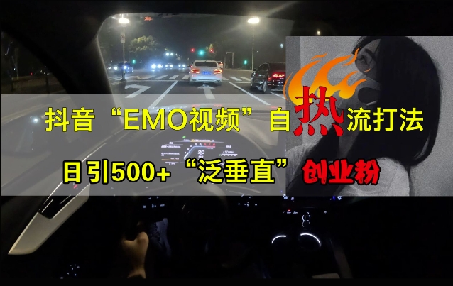 抖音EMO视频自热打法，日引500+“泛垂直”创业粉-小柒笔记