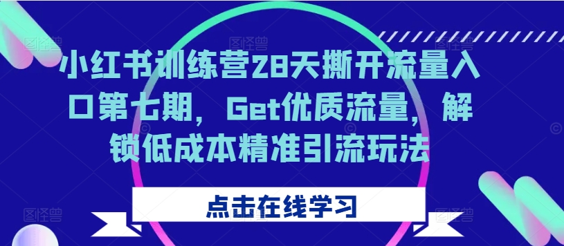 小红书训练营28天撕开流量入口第七期，Get优质流量，解锁低成本精准引流玩法-小柒笔记