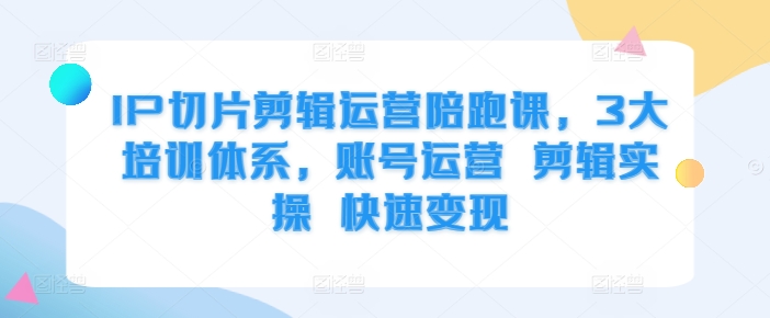 IP切片剪辑运营陪跑课，3大培训体系，账号运营 剪辑实操 快速变现-小柒笔记