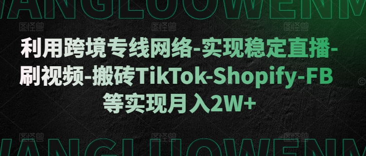 利用跨境专线网络-实现稳定直播-刷视频-搬砖TikTok-Shopify-FB等实现月入2W+【揭秘】-小柒笔记