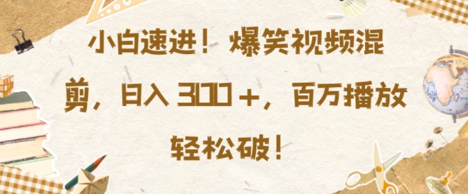 小白速进，爆笑视频混剪，日入3张，百万播放轻松破【揭秘】-小柒笔记