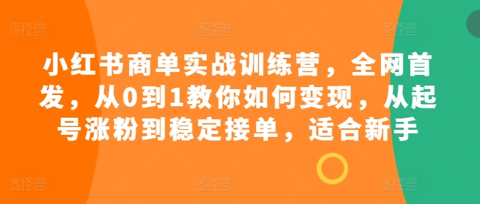 小红书商单实战训练营，全网首发，从0到1教你如何变现，从起号涨粉到稳定接单，适合新手-小柒笔记