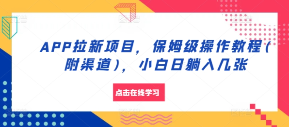 APP拉新项目，保姆级操作教程(附渠道)，小白日躺入几张【揭秘】-小柒笔记