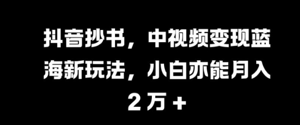 抖音抄书，中视频变现蓝海新玩法，小白亦能月入 过W【揭秘】-小柒笔记