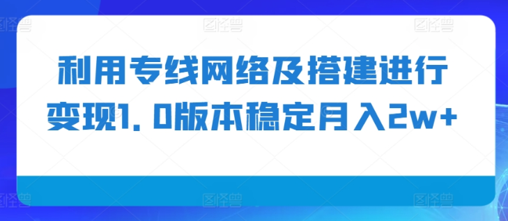 利用专线网络及搭建进行变现1.0版本稳定月入2w+【揭秘】-小柒笔记