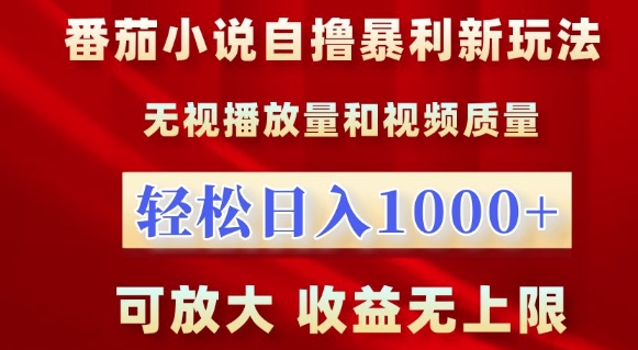 番茄小说自撸暴利新玩法，无视播放量，轻松日入1k，可放大，收益无上限【揭秘】-小柒笔记