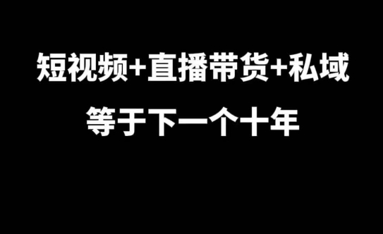 短视频+直播带货+私域等于下一个十年，大佬7年实战经验总结-小柒笔记