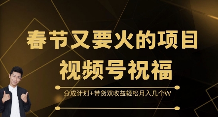 春节又要火的项目视频号祝福，分成计划+带货双收益，轻松月入几个W【揭秘】-小柒笔记