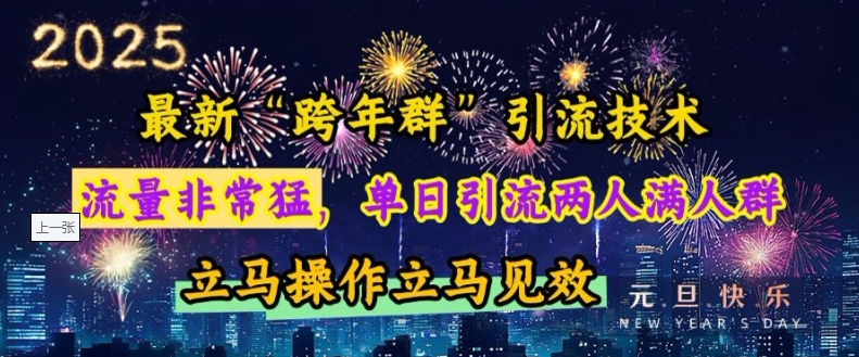 最新“跨年群”引流，流量非常猛，单日引流两人满人群，立马操作立马见效【揭秘】-小柒笔记