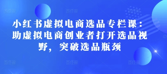 小红书虚拟电商选品专栏课：助虚拟电商创业者打开选品视野，突破选品瓶颈-小柒笔记