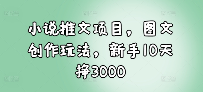 小说推文项目，图文创作玩法，新手10天挣3000-小柒笔记