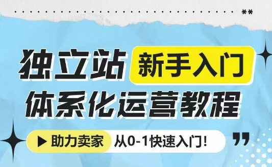 独立站新手入门体系化运营教程，助力独立站卖家从0-1快速入门!-小柒笔记