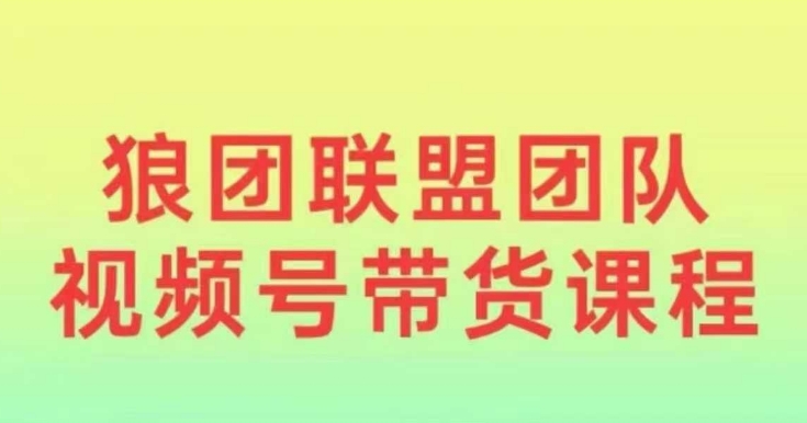 狼团联盟2024视频号带货，0基础小白快速入局视频号-小柒笔记