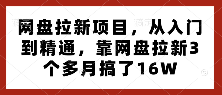 网盘拉新项目，从入门到精通，靠网盘拉新3个多月搞了16W-小柒笔记