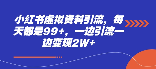 小红书虚拟资料引流，每天都是99+，一边引流一边变现2W+-小柒笔记