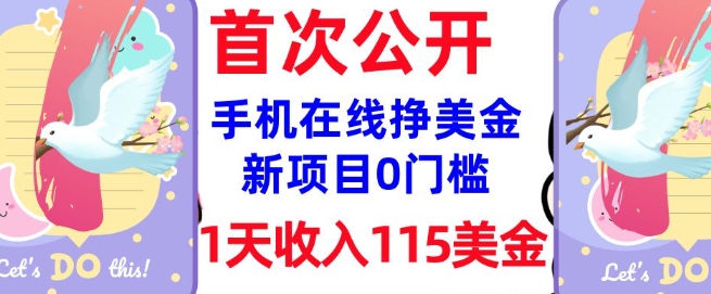 在线挣美金新项目，0门槛，1天收入115美刀，无脑操作，真正被动收入-小柒笔记